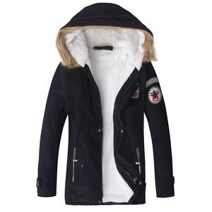 Men's Velvet Parkas Hooded Fleece Coats Jackets